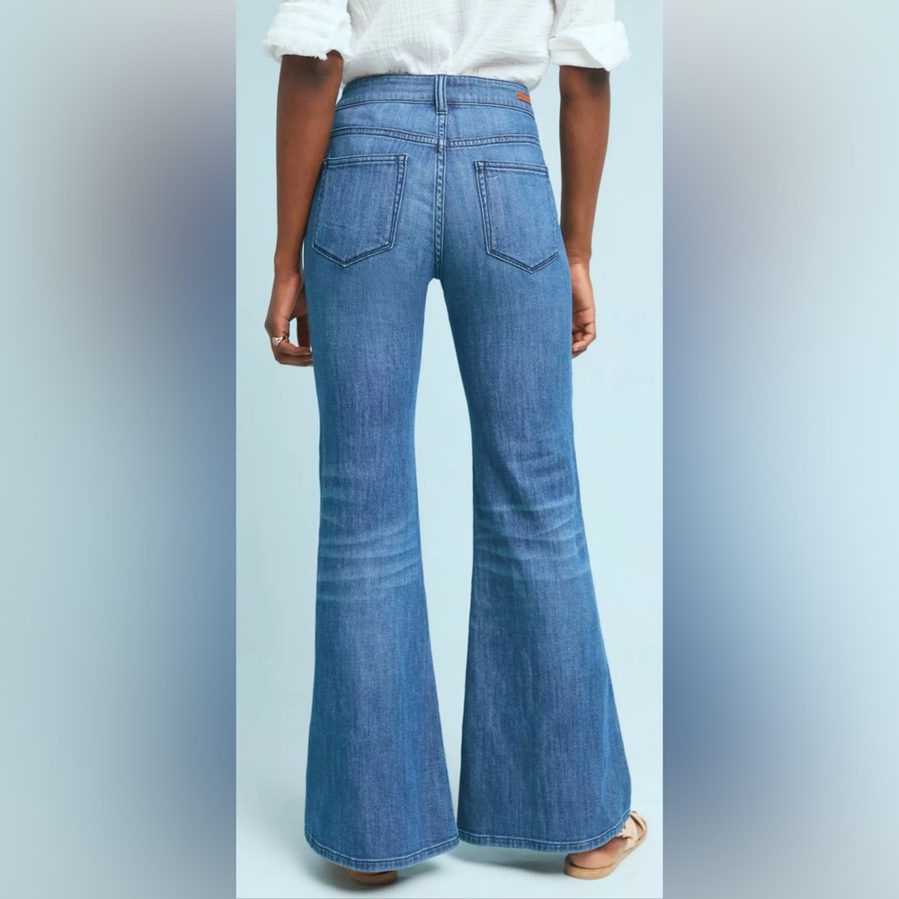 Anthropologie Pilcro Mid-Blue Flared Wide-Leg Jeans - Picture 2 of 16